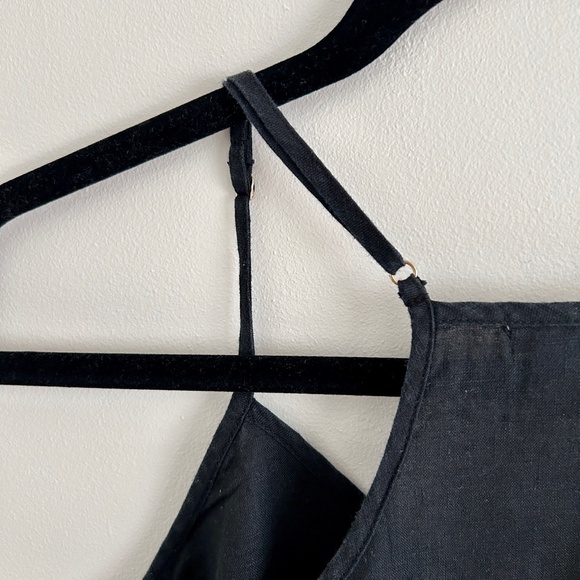 J. Crew Factory Black Linen Tank Top Peplum Spaghetti Straps Racerback Size 0 - Picture 10 of 13
